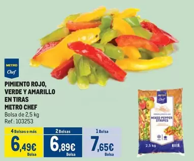 Oferta de Chef - Pimiento Rojo, Verde Y Amarillo En Tiras por 7,65€ en Makro
