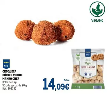 Oferta de Makro - Croqueta Coctel Veggie por 14,09€ en Makro