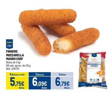 Oferta de Makro - Fingers Mozzarella por 6,79€ en Makro