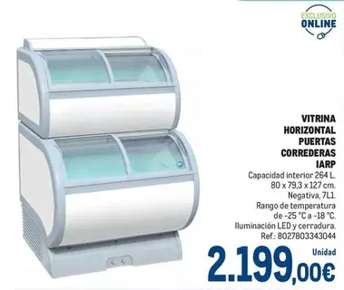 Oferta de Iarp - Vitrina Horizontal Puertas Correderada por 2199€ en Makro