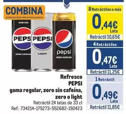 Oferta de Pepsi - Refresco Gama Regular, Zero Sin Cafeina, Zero O Light por 0,49€ en Makro