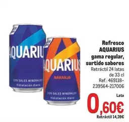 Oferta de Aquarius - Refresco Gama Regular, Surtido Sabores por 0,6€ en Makro