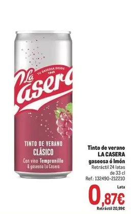 Oferta de La Casera - Tinto De Verano Gaseosas A Imón por 0,87€ en Makro