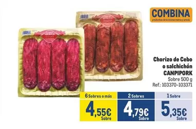 Oferta de Canpipork - Chorizo De Cebo O Salchichon por 5,35€ en Makro