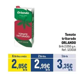 Oferta de Orlando - Tomate Triturado por 3,35€ en Makro
