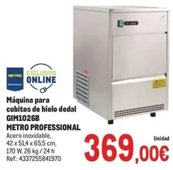 Oferta de Metro Professional - Máquina Para Cubitos De Hielo Dedal Gim1026b por 369€ en Makro