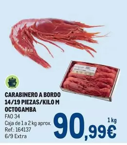 Oferta de Octogamba - Carabinero A Bordo 14/19 Piezas/kilo M por 90,99€ en Makro