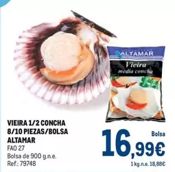 Oferta de Altamar - Vieira 1/2 Concha 8/10 Piezas/bolsa por 16,99€ en Makro