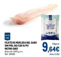 Oferta de Chef - Filete De Merluza Del Cabo Sin Piel 60/120 G/ Pz por 9,64€ en Makro