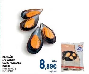 Oferta de Delfín - Mejillón 1/2 Concha 60/90 Piezas/kg por 8,89€ en Makro