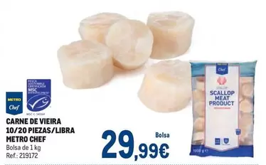 Oferta de Chef - Carne De Vieira 10/20 Piezas/libra por 29,99€ en Makro