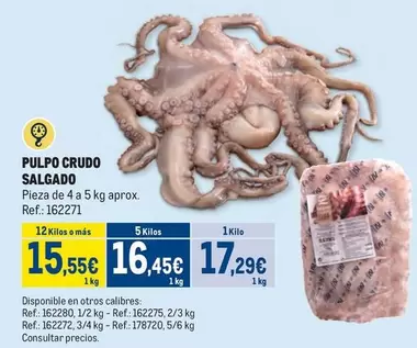 Oferta de Salgado - Pulpo Crudo por 17,29€ en Makro