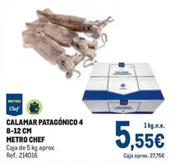 Oferta de Chef - Calamar Patagonico 4 8-12 Cm por 5,55€ en Makro