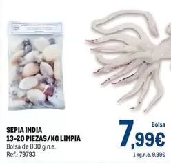Oferta de Sepia India 13-20 Piezas/kg Limpia por 7,99€ en Makro