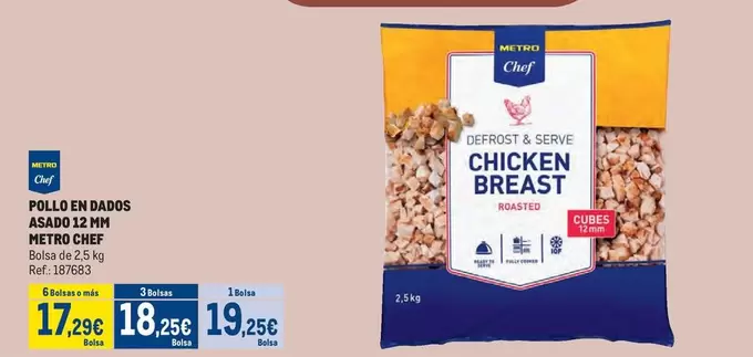 Oferta de Chef - Pollo En Dados Asado 12 M por 17,29€ en Makro