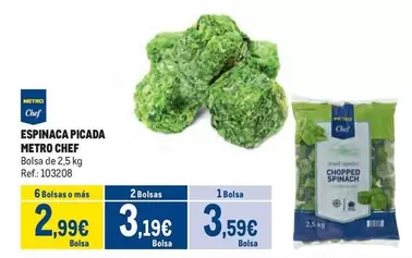 Oferta de Chef - Espinaca Picada por 3,59€ en Makro