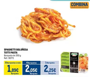 Oferta de Tutti Pasta - Spaghetti Bolonesa por 2,25€ en Makro