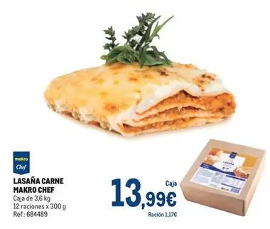 Oferta de Makro - Chef Lasaña Carne por 13,99€ en Makro