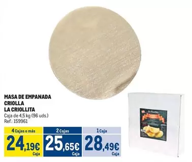 Oferta de Masa De Empanada por 28,49€ en Makro