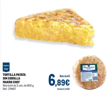 Oferta de Makro - Tortilla Patata Sin Cebolla por 6,89€ en Makro