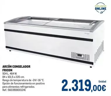 Oferta de Arcón Congelador Fricon por 2319€ en Makro
