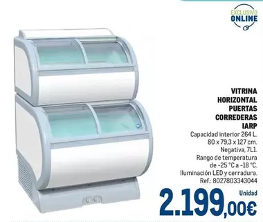 Oferta de Iarp - Vitrina Horizontal Puertas Correderada por 2199€ en Makro