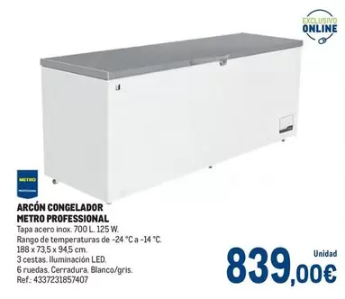 Oferta de Metro Professional -  Arcon Congelador por 839€ en Makro