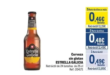 Oferta de Estrella Galicia - Cerveza Sin Gluten por 0,49€ en Makro