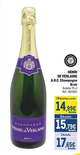 Oferta de Henri de Verlaine - A.o.c. Champagne Brut por 14,99€ en Makro