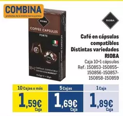 Oferta de Rioba - Cafe En Capsulas Compatibles Distintas Variedades por 1,89€ en Makro