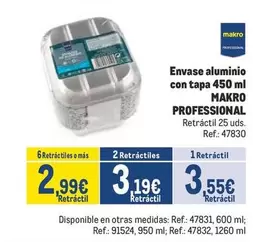 Oferta de Makro - Envase Aluminio Con Tapa por 3,55€ en Makro