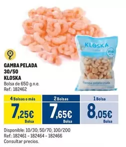 Oferta de Kloska - Gamba Pelada 30/50 por 8,05€ en Makro