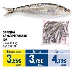 Oferta de Sardina 45/60 Piezas/kg Iqf por 4,19€ en Makro