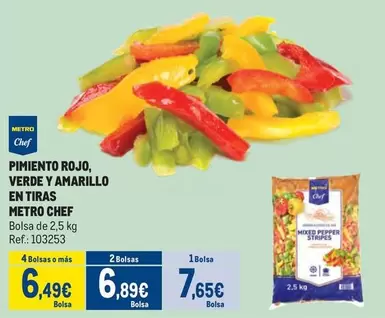 Oferta de Chef - Pimiento Rojo, Verde Y Amarillo En Tiras por 7,65€ en Makro