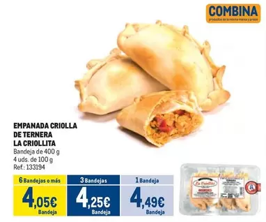 Oferta de Empanada Criolla De Ternera por 4,49€ en Makro