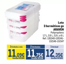 Oferta de Araven - Lote 3 Hermeticos Gn por 12,35€ en Makro