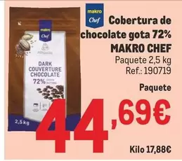 Oferta de Makro - Chef Cobertura De Chocolate Gota 72% por 4,69€ en Makro