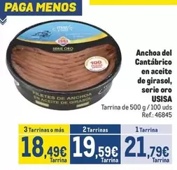 Oferta de Usisa - Anchoa Del Cantabrico En Aceite De Girasol, Serie Oro por 21,79€ en Makro