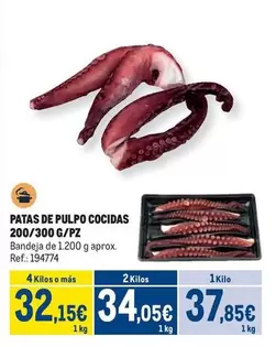 Oferta de Patas De Pulpo Cocidas por 37,85€ en Makro