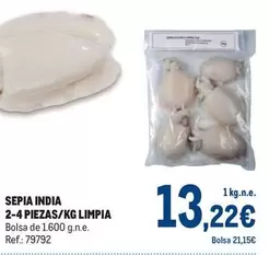 Oferta de Sepia India 2-4 Piezas/kg Limpia por 13,22€ en Makro