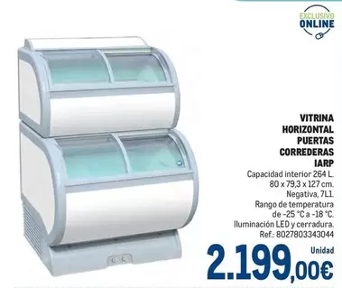 Oferta de Iarp - Vitrina Horizontal Puertas Correderada por 2199€ en Makro