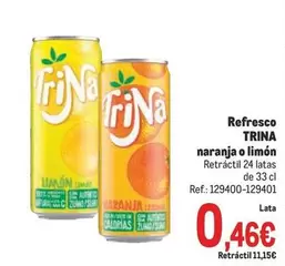 Oferta de Trina - Refresco Naranja O Limon por 0,46€ en Makro