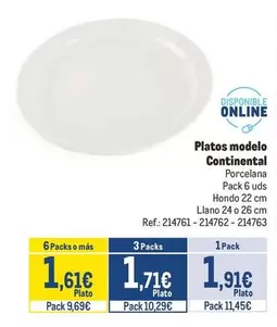 Oferta de Continental - Platos Modelo por 1,91€ en Makro