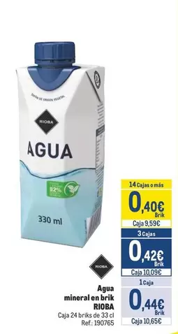 Oferta de Rioba - Agua Mineral En Brik por 0,4€ en Makro