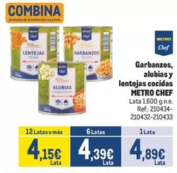 Oferta de Chef - Garbanzos, Alubias Y Lentejas Cocidas por 4,89€ en Makro