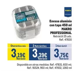 Oferta de Makro - Envase Aluminio Con Tapa por 3,75€ en Makro