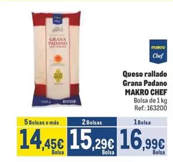 Oferta de Makro - Queso Rallado Grana Padano por 16,99€ en Makro