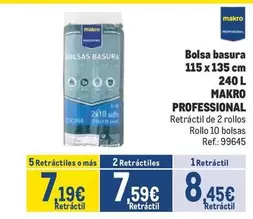 Oferta de Makro - Bolsa Basura 115 X 135 Cm 240 L por 8,45€ en Makro