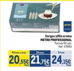 Oferta de Metro Professional - Cargas Sifón Crema por 24,15€ en Makro