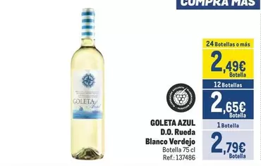 Oferta de Goleta - D.o. Rueda Blanco Verdejo por 2,79€ en Makro
